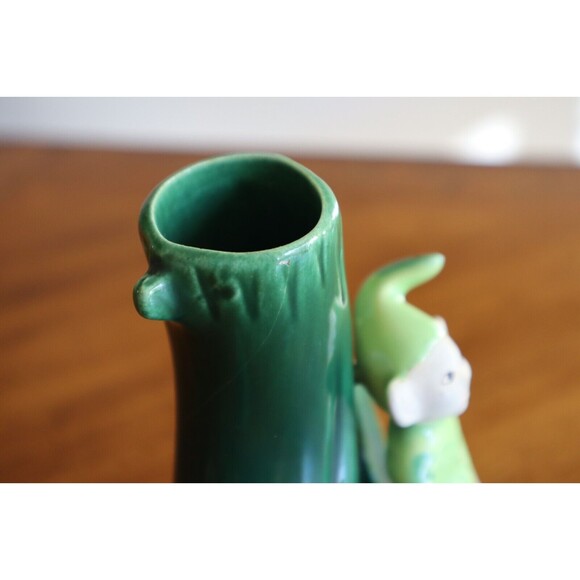 BROKEN Treasure Craft Vase Green Pixie Elf Sprite on Tree Vintage 1960s 5.7" - Picture 5 of 14